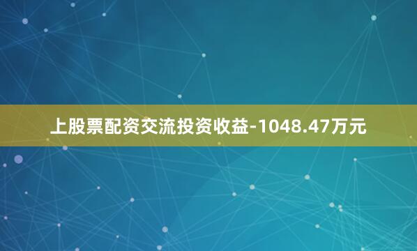 上股票配资交流投资收益-1048.47万元